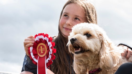 Celebrating a win at the dog show